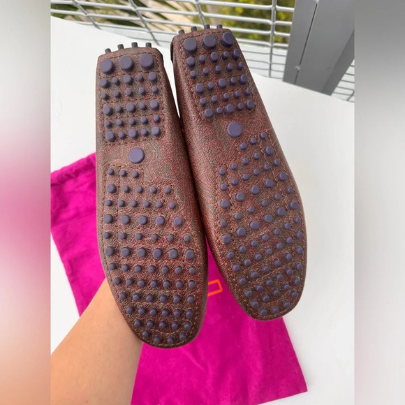 ETRO Brown Paisley Print Bow Slip On Loafers Size US 6.5 - Picture 6 of 6